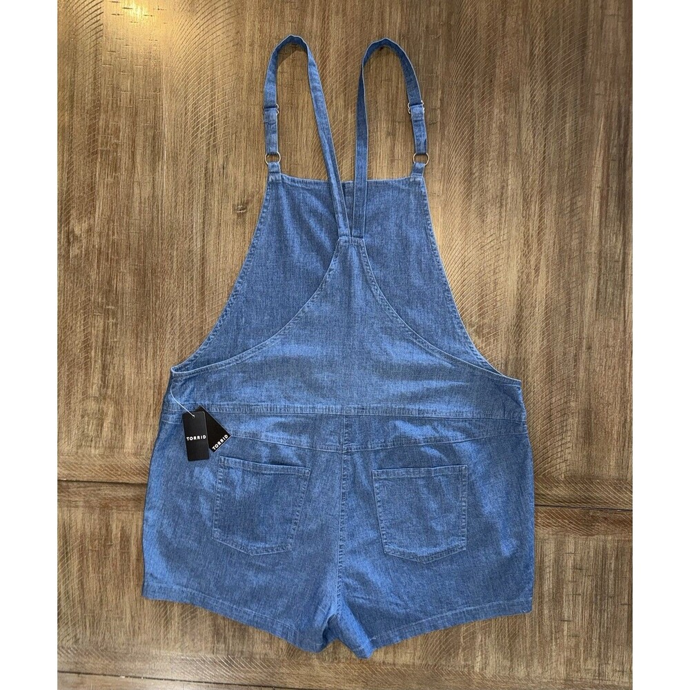 NWT Torrid Blue Chambray Denim Shortalls Overalls Square Neck Size 1X 14-16 NEW - Picture 16 of 16